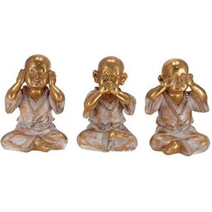 DRW Set Boeddha, wijsheid en zwemmen, goudkleurig, kunsthars, 15 x 14 x 23 cm