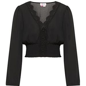 IZIA Dames gaya-cropped blouse, zwart, M