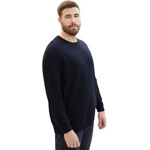 TOM TAILOR Heren Plussize Pullover, 13160 - Knitted Navy Melange, XXL grote maten