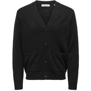 Onsmajor - Gebreid Vest - V-Hals - Lange Mouwen - Halve Knoopsluiting - Relaxed Fit