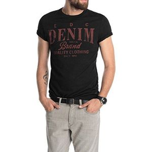 edc by ESPRIT Heren T-shirt met print - Slim Fit, zwart (black 001), XXL