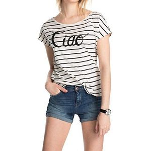 ESPRIT dames T-shirt met tekst, gestreept