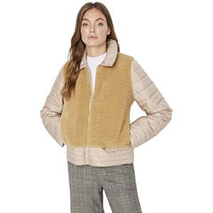 Trendyol Dames reverskraag effen normale winterjas jas, beige, XS, Beige, XS