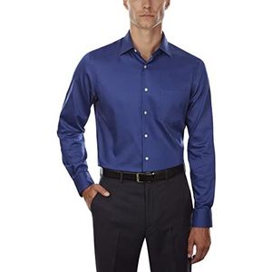 Van Heusen Heren Overhemden Getailleerd Lux Satijn Stretch Solid Spread Collar, Blauw Fluweel, 16.5"" Neck 32""-33"" Sleeve