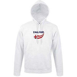 Supportershop Sweatshirt voor volwassenen, met capuchon, Engeland, wit, voetbal
