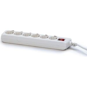 Stekkerdoos met 6 stopcontacten met enkele schakelaar, kabel 1,5 m, 3680 W max