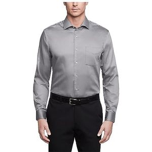 Van Heusen Lux Satijn Stretch Solid Overhemd voor heren, Grijs, XXL (Nek 47 cm Mouw 81/84 cm)