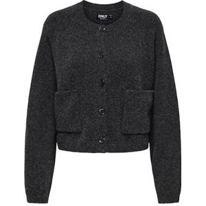 Only - Onlpiemonte L/S - Gebreide Jas - Donkergrijs Melange - Normale Pasvorm