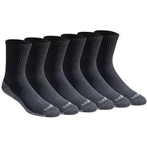 Dickies Men's Dri-tech Moisture Control 6-Pack Comfort Length Crew Socks, Comfort Length Black (6 Pairs), Shoe Size: 12-15
