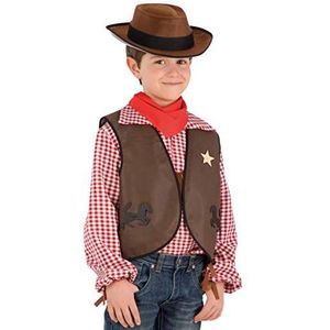 Carnival Toys 6664 - Set kostuum, Cowboy jongen met vest, hoed en halsdoek