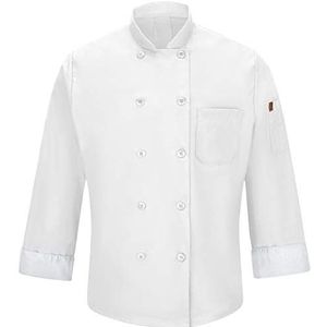 Red Kap mens Long Sleeve Ten Button With Mimix and Oilblok Chef Coat, White, Large US