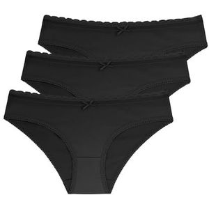 Dorina Dames Classic Hipster Biologisch Katoen Slip Pack, Naomi, Ivoor Beige Roze Grijs Zwart, zwart/zwart/zwart, L