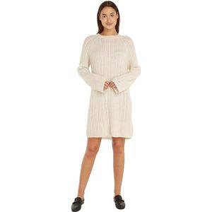 Tommy Hilfiger Dames Zachte Wol Ao Kabel C-nk Jurk Trui, Beige (Cashmere Creme), XXS