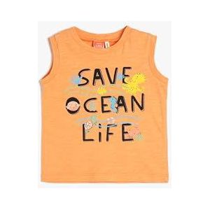 Koton Babyboys tanktop katoen mouwloos ronde hals bedrukt shirt, roze (284), 9-12 Maanden