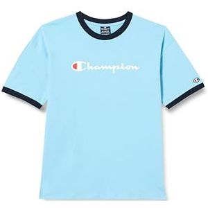 Champion Legacy Icons B - Contrast Collar S/S Crewneck T-shirt, lichtblauw, 11-12 jaar kinderen en jongens SS24, Lichtblauw., 11-12 jaar
