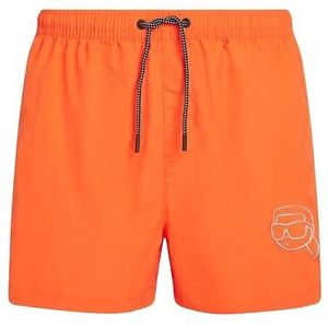 KARL LAGERFELD Ikonik 2.O Short Boardshorts, Firecracker Orange, XL, Firecracker Orange, XL