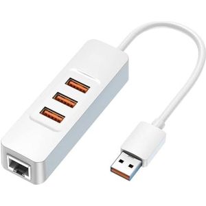 BIGBIG WON USB Hub 3.0, USB A hub met 3 USB 3.0-poorten en 1 Gigabit RJ45 ethernetpoort USB-adapter, compatibel met Surface Pro, iMac, Mac Mini, XPS 15