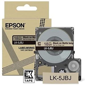 Epson Labelworks LK-5JBJ Labelbandcassette compatibel met Epson LabelWorks LW-C610 en LW-C410 beige mat/zwart 18 mm