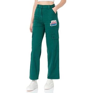 Love Moschino Stretch canvas met graffiti-patch casual broek voor dames, groen, 38