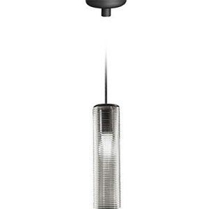 Homemania Hanglamp Clio, zwart, grijs, glas, 8,5 x 8,5 x 31 cm, 1 x E27, max. 57 W, 1050 lm, 2700 K, 220-240 V