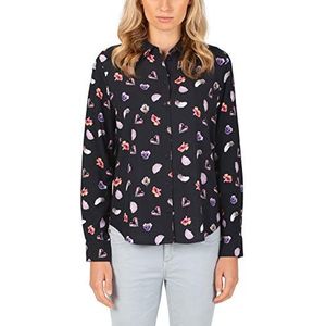 Timezone Damesblouse met print van viscose, Zwart (Back Watercolor Minimal 9081), S