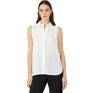 Koton Basic mouwloos hide button shirt voor dames, gebroken wit (001), 44