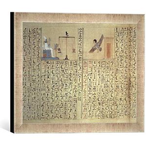Ingelijst beeld van Egyptisch schilderij ""Osiris en wiegen van het hart/Egypt. Kunstdruk in hoogwaardige handgemaakte fotolijst, 40x30 cm, zilver raya