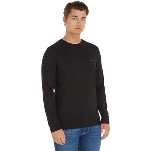 Tommy Hilfiger Heren shirt met lange mouwen Tommy Logo Long Sleeve Tee Basic, zwart, L