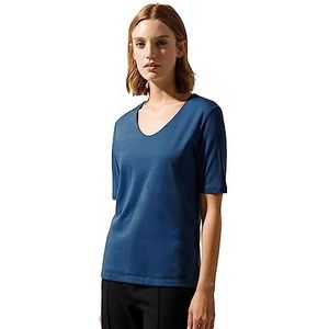 Basic T-shirt met korte mouwen, Dahlia Blue, 34