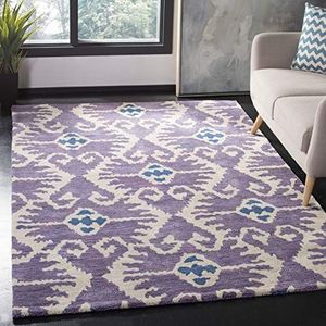 Modern rechthoekig tapijt voor binnen, handgetuft, collectie Wyndham, WYD323, in lavendel/ivoor, 152 x 244 cm, voor woonkamer, slaapkamer of elke andere binnenruimte van SAFAVIEH.
