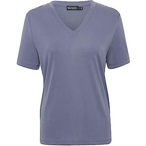 Soaked In Luxury T-shirt voor dames, korte mouwen, V-hals, casual, fit, jersey-T-shirt, Coastal Fjord, L