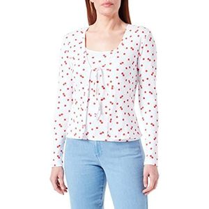 ONLY Women's ONLLINAS Cardigan/Singlet CS JRS shirt met lange mouwen, Cloud Dancer/AOP: Cherry, S, Cloud Dancer/Aop: cherry, S