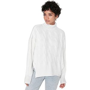 Trendyol Dames coltrui effen normale trui sweatshirt, Ecru, S