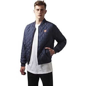 Urban Classics Heren jas Diamond Quilt Nylon Jacket, gewatteerde bomberjas voor mannen in vele kleuren verkrijgbaar, maten S - 5XL, Donkerblauw, S