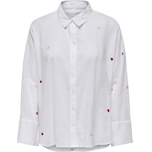 Only - Onlnew Lina Grace Ls Emb Shirt - Blouse - Bright White - Katoen