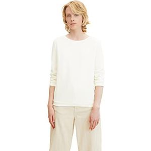 TOM TAILOR Denim Dames Basic sweater met plooien 1034514, 10332 - Off White, XXL