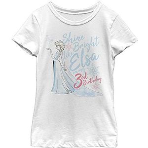 Disney Frozen Birthday Queen Three Girl's Solid Crew Tee, wit, XS, Weiß, XS
