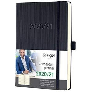 SIGEL C2101 weekkalender 18 maanden 2020/2021 Conceptum, hardcover, 14,8 x 21,3 cm, zwart