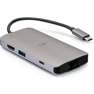 C2G USB C 8-in-1 Mini Docking Station met HDMI, 2x USB-A, Ethernet, SD Kaartlezer, en USB-C Opladen, vermogen Delivery tot 100W, 4K @ Resolutie 30Hz...