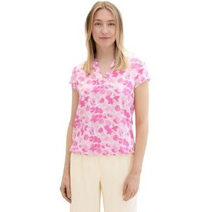 TOM TAILOR Damesblouse met korte mouwen met patroon, 35292 - roze klein bloemendesign, 34