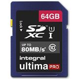Integral SDXC 64GB Class 10 UltimaPro UHS-1 klasse 1 geheugenkaart tot 80 MB/s overdrachtssnelheid