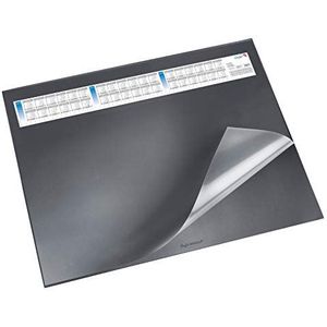 Läufer 44656 Durella DS bureauonderlegger met transparante onderlegger en kalender, antislip bureauonderlegger, 52 x 65 cm, zwart