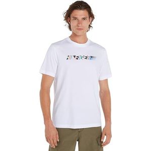 Tommy Hilfiger Heren veelkleurige Hilfiger Tee S/S T-shirts, wit, 3XL, Wit, 3XL grote maten tall