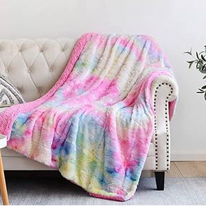 Weaveinbay Deken van imitatiebont, donzig, zacht pluche, dikke bubbels, konijnendeken voor bed, bank, bank, wit, 127 x 152 cm