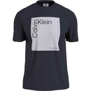 Calvin Klein Heren T-shirt met vierkant logo S/S, Nachthemel, 3XL grote maten