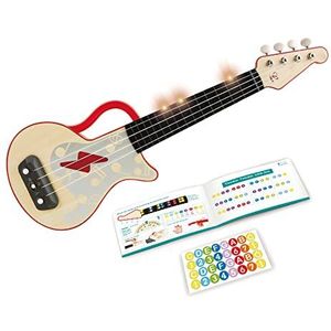 Hape Learn with Lights Ukulele-Red, Electric with Tunable Strings & Guiding Lights, Ukulele for Kids 3 Years and Up