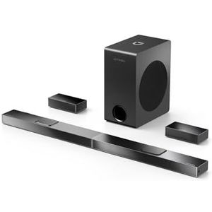 ULTIMEA 5.1.2 Sound Bar met Dolby Atmos, thuisbioscoop surround sound-systeem, soundbar voor tv met 8 inch subwoofer, 2 opwaartse drivers, Dolby Atmos geluidssysteem, Nova S80 (2025 upgrade