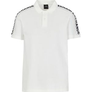 Armani Exchange Poloshirt met korte mouwen voor heren, jacquard logo, off-white, S