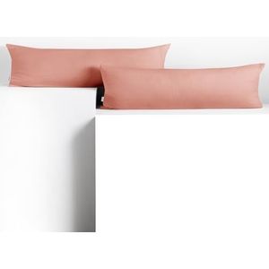 DecoKing 2 kussenslopen 20x145 cm jersey katoen ritssluiting zalm amber