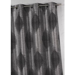 HomeMaison gordijn, jacquard, bedrukt met honingraatpatroon, 100% polyester, grijs